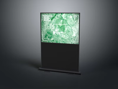 Modern Computer Monitor With Green Digital Graphic Display And Stand 3d model