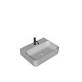 Modern Square White Countertop Washbasin with Chrome Faucet and Sleek Design