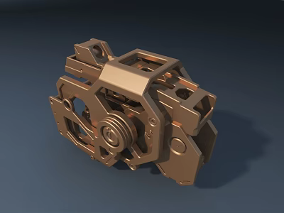 3D Rendered Mechanical Component With Metal Gear Structure And Holes 3d model