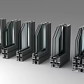 Modern window group corner 3d model