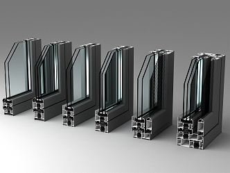 Modern window group corner 3d model