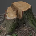 Arbor Tree Stump Showing Cut Surface Exposed Roots And Wooden Texture In Natural Environment