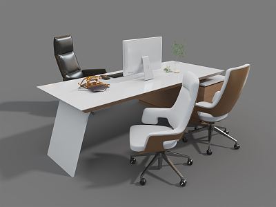 modern office desk chair desk 3d model