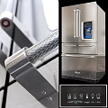 Stainless Steel Double Door Refrigerator With Water Ice Dispenser And Interior Shelves