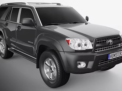 Black Toyota 4Runner SUV With Roof Rack And Front Headlights Design 3d model