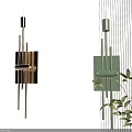 Modern Style Golden And Black Wall Lamps Wall Mounted With Green Plant