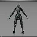 Sci Fi Mechanical Creature Featuring Metallic Armor Green Glowing Lines And Sharp Limbs 3d model