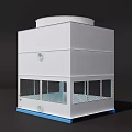 White Industrial Cooling Tower With Circular Top Fan Multi layer Structure And Bottom Grille 3d model