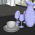 Hammered Copper Pitcher And Four Goblets With White Cup On Black Table