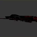Futuristic Black Spaceship Model With Sleek Design And Red Gray Details