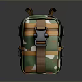 Durable Green Camouflage Backpack With Brown Orange Straps And Buckle Design For Daily Use