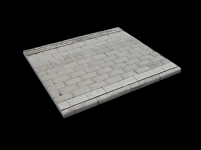 Durable Road Facilities With Paved Brick Sidewalk And Urban Pedestrian Path Design 3d model