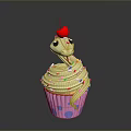 Delicious Cupcake With White Swirl Frosting Colorful Sprinkles Pink Polka Dot Liner And Cherry Topping