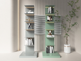 Modern Bookshelf Storage Rack Side Cabinet Decorative Ornaments Stainless Steel Bookcase 3d model