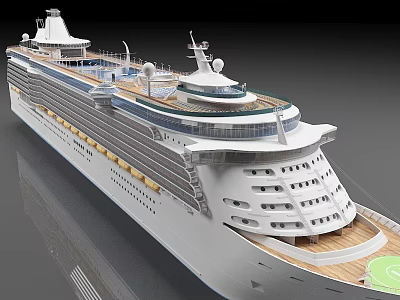 Large Luxury Cruise Ship With White Hull Multiple Decks and Open-air Upper Deck Areas 3d model
