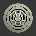 Disc Shaped Circular Structure With Central Pillar And Concentric Rings