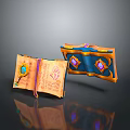 Ornamental Notebook And Storage Box With Blue Orange Gemstones And Decorative Patterns 3d model