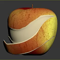 Fresh Red And Orange Apple With Partially Peeled Skin Revealing White Flesh On Dark Background