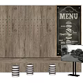 Rustic Wooden Wall Decor With Chalkboard Menu Striped Jars And Framed Art