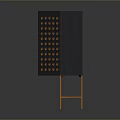 Modern Cabinet With Perforated Doors And Shelves On Copper Metal Frame