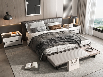 Modern Minotti double bed 3d model