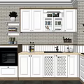 Modern Kitchen Interior Design With White Cabinets Countertop And Sink 3d model
