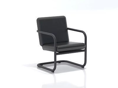 Modern Office Chair With Black Leather Seat And Metal Armrest Frame 3d model