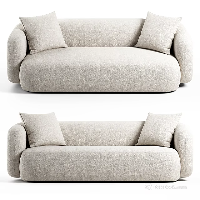 Modern Beige Fabric Sectional Sofa With Soft Cushions And Comfortable Living Room Design 3d model 