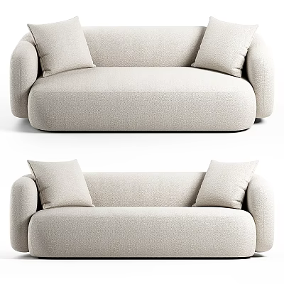 Modern Beige Fabric Sectional Sofa With Soft Cushions And Comfortable Living Room Design 3d model