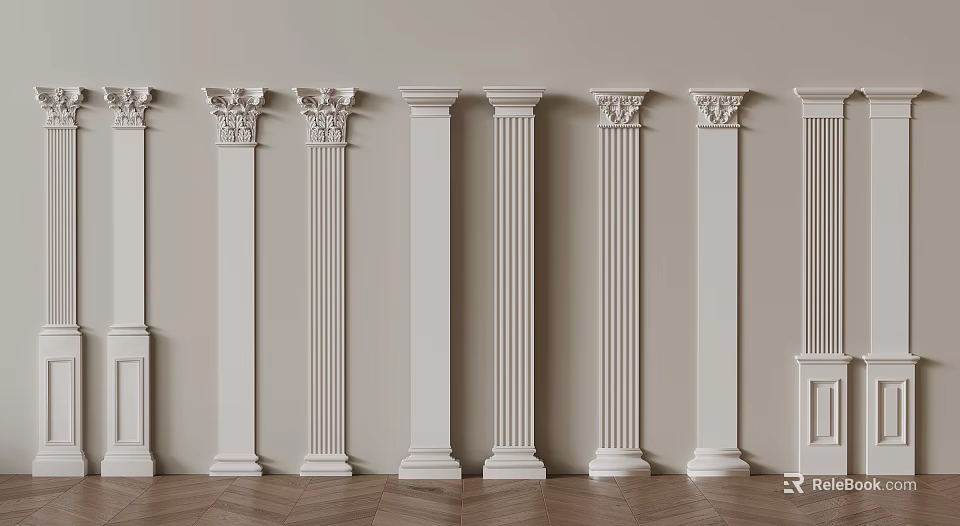 Classical Roman Columns with Various Elegant Designs for Interior Decoration 3d model