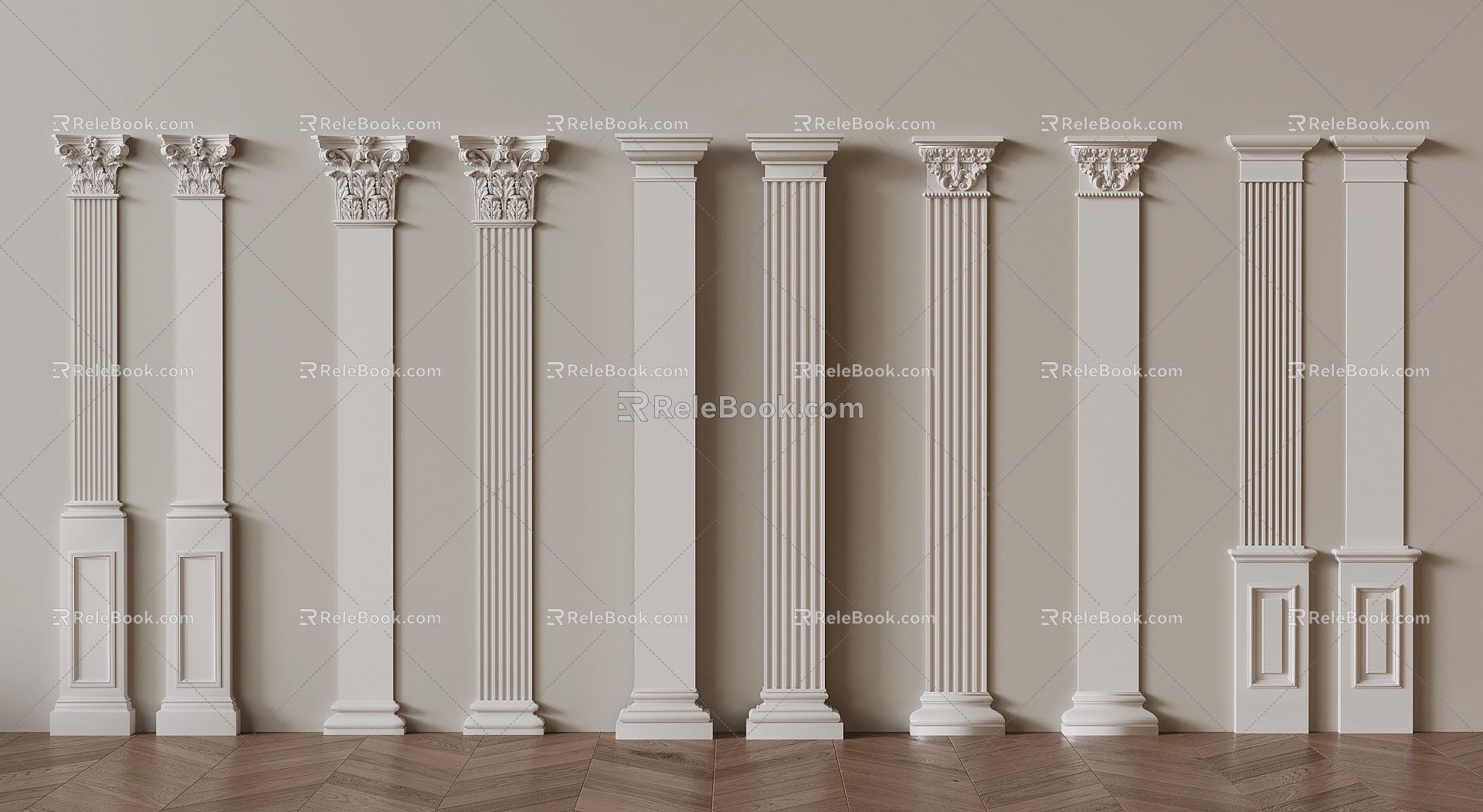 French Roman Column Gypsum Live 3d model