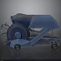 Blue Industrial Mechanical Device With Large Wheels Conveyor Belt And Inclined Top Structure