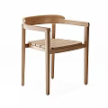 Modern Wooden Dining Chair With Armrests And Simple Slat Seat Design