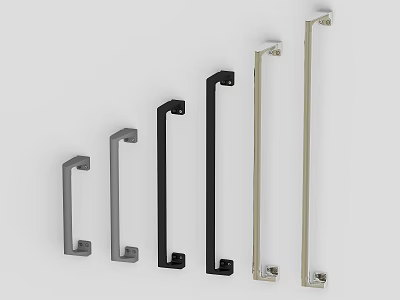Assorted Modern Door Handles in Metal with Different Colors and Sizes for Home Use 3d model