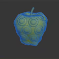 Red Apple With Yellow Polka Dots Shiny Surface And Brown Stem 3d model