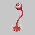 Red Creature With Single Eye Curved Body And Spiked Base Design 3d model