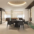 Modern Elegant Open Living Dining Room Interior Design With Sleek TV Wall And Comfortable Furniture