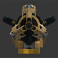 Futuristic Mechanical Weapon With Yellow Blue Detailed Structure Design 3d model