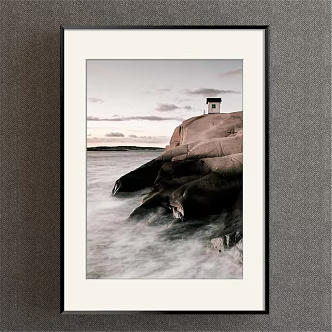 Modern Landscape Painting Brown Restaurant Ocean Seaside Decorative Painting 3d model