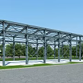 Industrial Factory Building Steel Structure Frame Under Construction With Green Trees