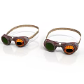 Steampunk Style Goggles as Daily Lifestyle Products with Leather Straps Green and Orange Lenses