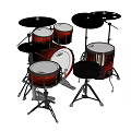 Professional Electronic Drum Kit With Multiple Drums Cymbals And Red Black Stool For Entertainment