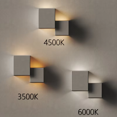 Modern Square Design Wall Lights with 3500K and 4500K Warm Illumination 3d model