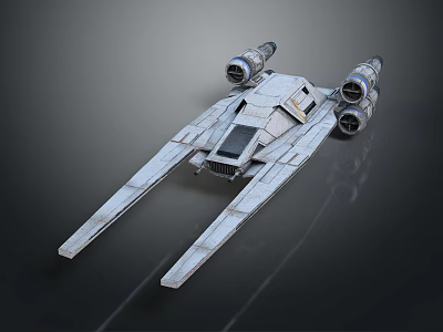 Sleek Cosmic Starfighter Spaceship 3D Model With Twin Engines And Aerodynamic Design 3d model
