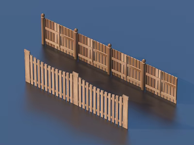 Wooden Railings Design Featuring Vertical Slats And Paneled Sections For Outdoor Decorative Use 3d model