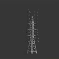 High Voltage Electricity Pylon Metal Structure With Multiple Antennas And Power Lines 3d model