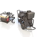 Two Industrial Machinery Units With Wheels Pipes And Engine Components For Industrial Use
