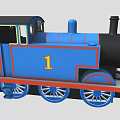 Thomas the Tank Engine with Blue Body Red Base Black Chimney and Smiling Face