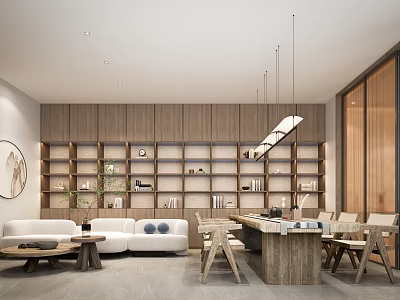 Quiet Ancient Tea Room Tea Tasting Area Leisure Area Bookcase Hanging Painting 3d model