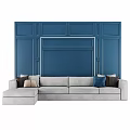 Light Gray Leisure Sofa Set With Modular Design Plush Pillows And Blue Accent Wall 3d model